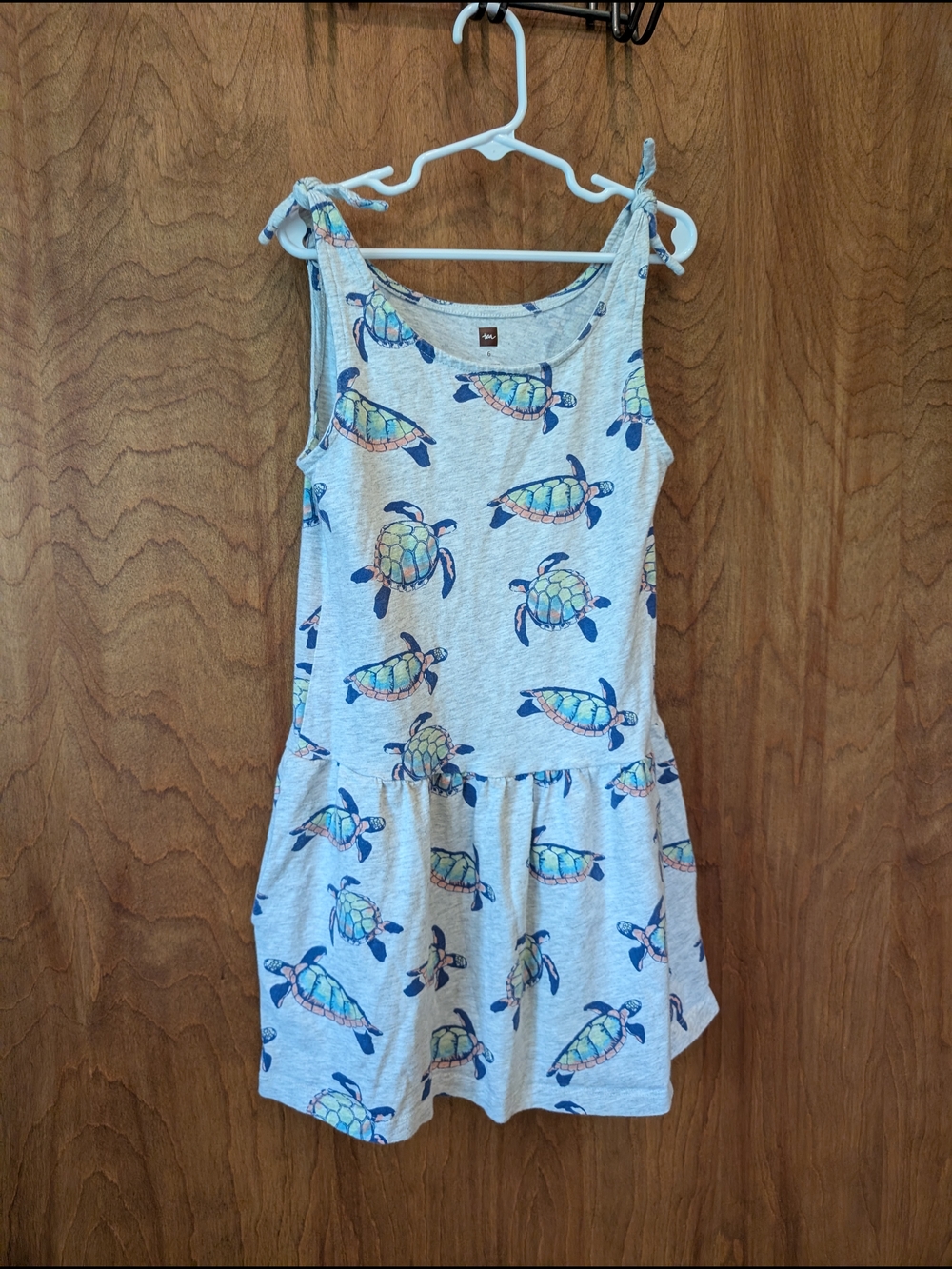 Tea Collection Tie Shoulder Dress with Colorful Sea Turtle Print